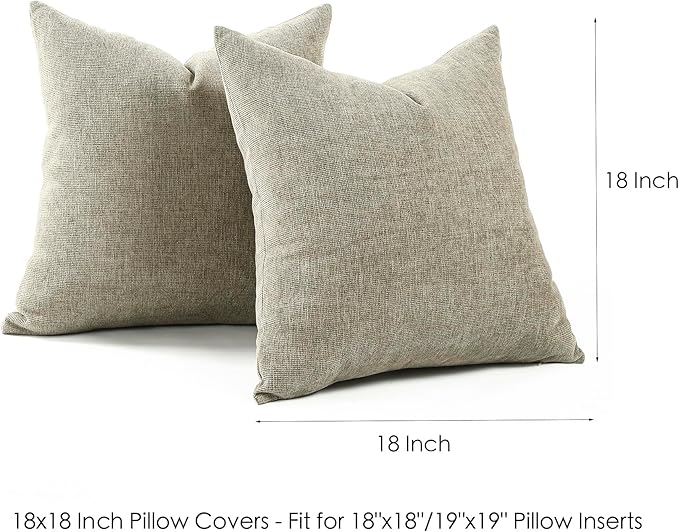 Jepeak 18x18 Inch Decorative Chenille Throw Pillow Covers, Pack of 2 Cozy Concise Pillow Cases Soft Farmhouse Modern Square Cushion Cover for Sofa Couch Bed Home Decor, Camel