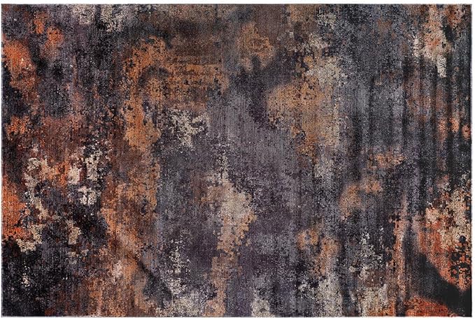 Non Slip Rugs 2x3 Modern Abstract Easy Silk Rubber Backing Soft Entryway Area Rug for Door Mat Easy to Clean Non Shedding Kitchen for Bedroom Indoor Carpet (Black - Copper, 2x3)