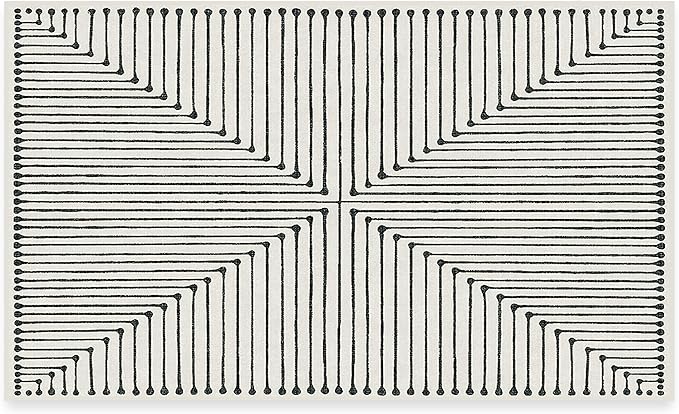 RUGGABLE x Jonathan Adler Machine Washable Modern Area Rug – Inkdrop Black & Ivory 3x5, Stain-Resistant, Non-Slip – Small Rugs for Living Room, Bedroom, Hallway, Entryway & Office–with Cushioned Pad