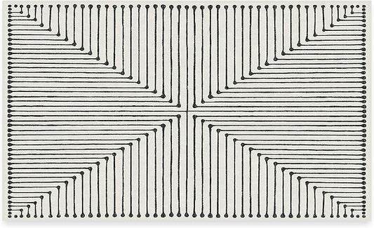 RUGGABLE x Jonathan Adler Machine Washable Modern Area Rug – Inkdrop Black & Ivory 3x5, Stain-Resistant, Non-Slip – Small Rugs for Living Room, Bedroom, Hallway, Entryway & Office–with Standard Pad
