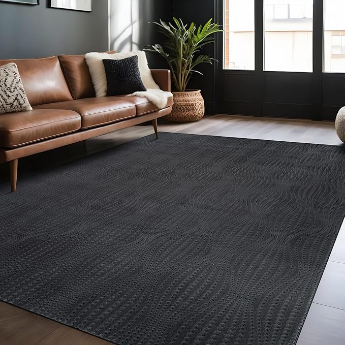Modern Dark Gray Non Slip Rug Solid 4x6 Non Skid Soft Rubber Back Area Rugs for Living Room Kitchen Bedroom Bathroom Dining Room Easy Cleaning Stain Resistant Non Shedding Carpet 4 x 6