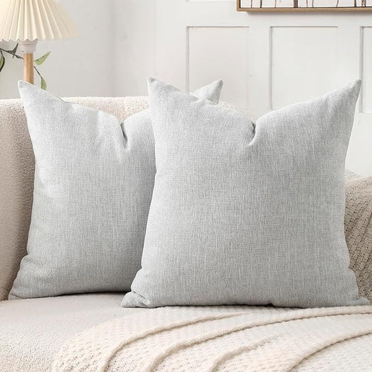 Jepeak 24x24 Inch Decorative Chenille Throw Pillow Covers, Pack of 2 Cozy Concise Pillow Cases Soft Farmhouse Modern Square Cushion Cover for Sofa Couch Bed Home Decor, Gainsboro