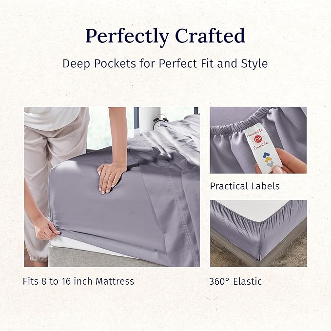 California Design Den - Luxury Full Size Sheet Set - 100% Cotton, 600 Thread Count Deep Pocket Full Size Bed Sheets, Hotel-Quality Cooling Sheets with Sateen Weave - Lavender
