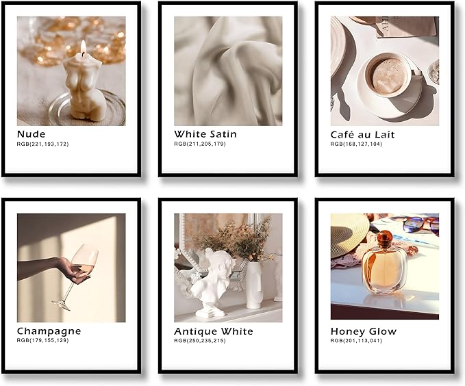 Luodroduo Fashion Wall Art Prints Set of 6 Modern Nordic Aesthetic Minimalist Wall Decor Comfortable Beige Canvas Poster for Corridor Living Room Bedroom Decoration (A, 8"x10" UNFRAMED)