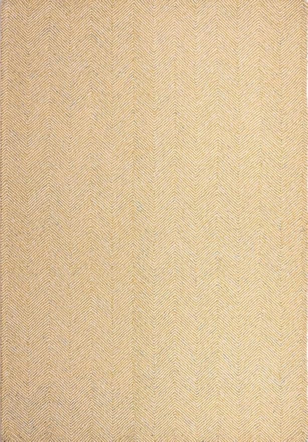 Modern Herringbone Chevron Collection Handcrafted Wool Area Rug - Durable, Zigzag Pattern, for High Traffic, Contemporary Design for Living Room, Bedroom, Dining Room Decor (Butter Yellow, 6' x 8')