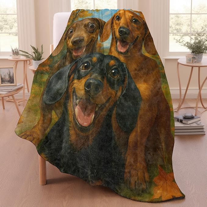 Dachshund Throw Blanket for Adutls Kids, 40x50 in, Cozy Soft Warm Fleece Blankets Gifts for Couch, Camping, Hiking Decor