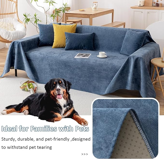 VClife 100% Waterproof Couch Cover - Dark Blue Navy Sofa Protector - Cat & Dog Scratch Resistant - French Terry Washable Cover