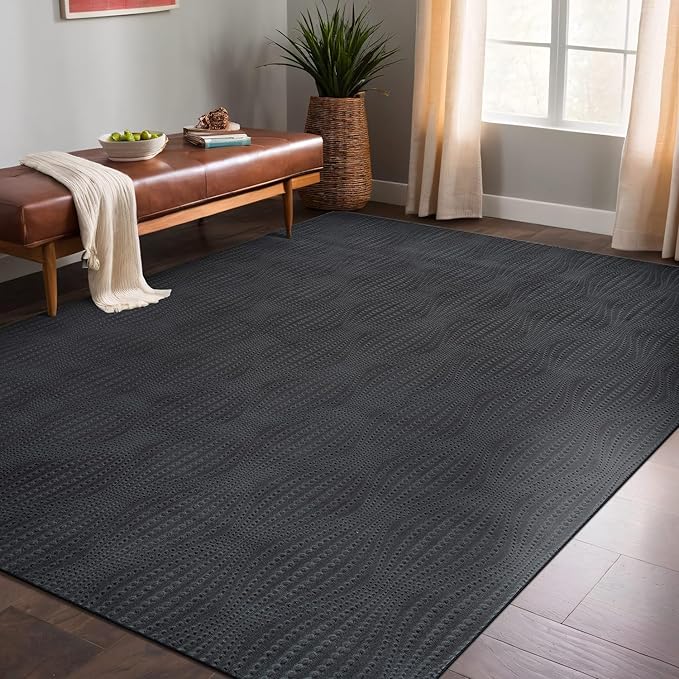 Modern Dark Gray Non Slip Rug Solid 4x6 Non Skid Soft Rubber Back Area Rugs for Living Room Kitchen Bedroom Bathroom Dining Room Easy Cleaning Stain Resistant Non Shedding Carpet 4 x 6