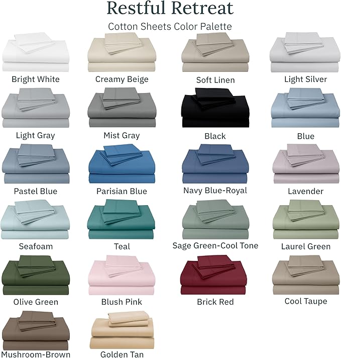 California Design Den Hotel Quality Twin Size Sheets Set - Luxury 600 Thread Count Sateen, Natural 100% Cotton, Fully Elasticized Deep Pocket Twin Sheets Set Cotton, Cool and Durable - Light Silver