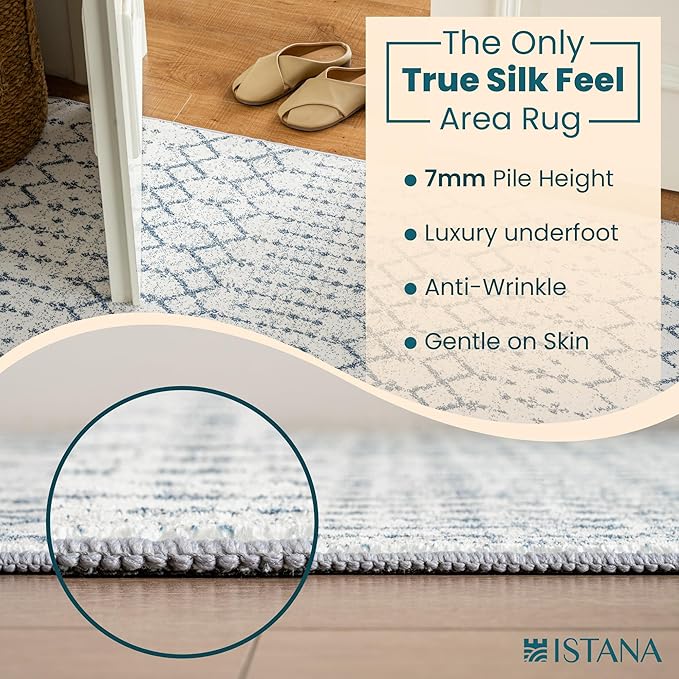 Istana 3x5 Area Rug - Blue Modern Rugs for Living Room 3x5 - Foldable Rugs for Bedroom/Living Room Rug - Stain Resistant Washable Rug - Eco-Friendly Small Area Rugs