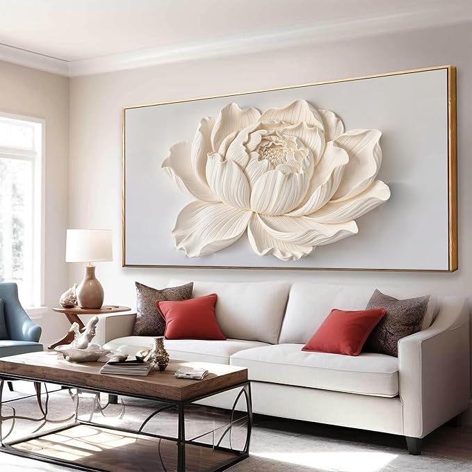 Canvas Wall Art Decor Painting White Flower Plants Wall Decor Botanical Modern Wall Art Print Paintings Decorations Artwork Pictures For Bedroom Home Office Artwork 20" × 40" With Framed