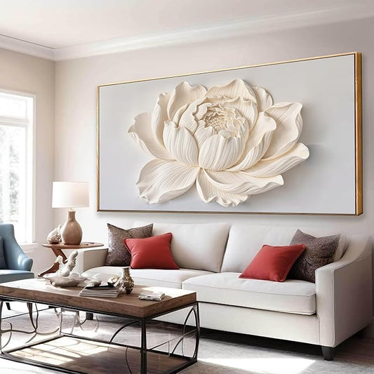 Canvas Wall Art Decor Painting White Flower Plants Wall Decor Botanical Modern Wall Art Print Paintings Decorations Artwork Pictures For Bedroom Home Office Artwork 20" × 40" With Framed