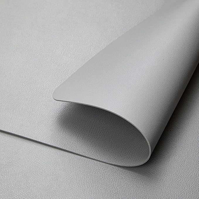 DOLOPL Faux Leather Placemats Set of 6, Heat Resistant Table mats - Anti Slip Table Place Mats, Washable Wipeable Outdoor Placemats for Kitchen Dining Room Table Decorations, Light Gray