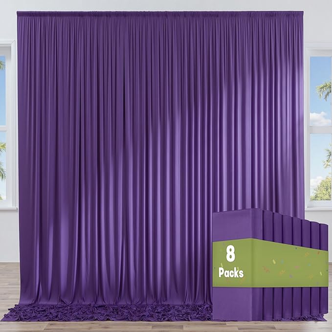 40ft x 10ft Wrinkle Free Purple Backdrop Curtains for Parties, 8 Panels 5x10ft Thick Fabric Purple Backdrop Drapes for Wedding Party Background Birthday Decoration
