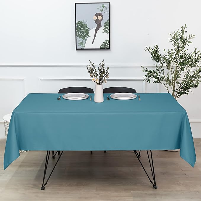 sancua Square Tablecloth - 60 x 60 Inch - Stain and Wrinkle Resistant Washable Polyester Table Cloth, Decorative Fabric Table Cover for Dining Tables, Buffet Parties and Camping, Teal