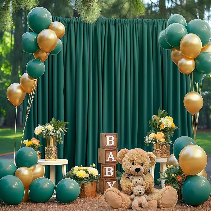 10x8 ft Wrinkle Free Hunter Green Backdrop Curtains for Parties, Thick Fabric Emerald Photo Backdrop Drapes Panels for Weddings Birthday Party Photography Background