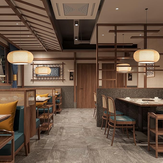 dining room light fixture Japanese lamp ,kitchen island pendant lights, Boho Bamboo Lighting Fixture, suitable for restaurants, Hotels and Guesthouses, Tea house. Nordic Log Style Lighting Decoration