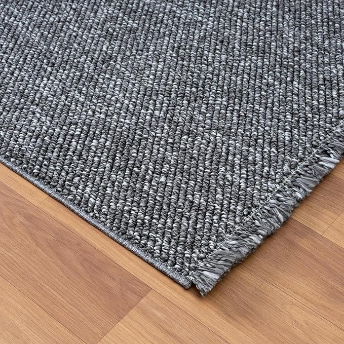 LUXE WEAVERS Solid Machine Woven Smoke 2x3 Area Rug, Indoor Stain-Resistant Carpet