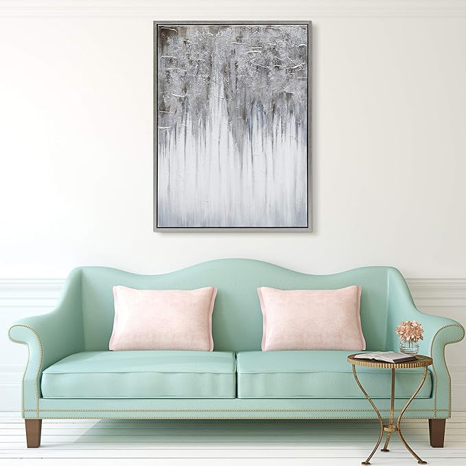 Empire Art Direct Abstract Wall Art Textured Hand Painted Canvas by Martin Edwards, Champagne Frame, 40" x 30", Iceberg