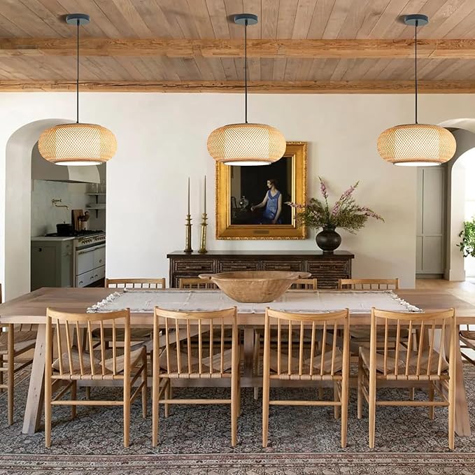 Bamboo Light Dining room light japanese Pendant Light Country style Ceiling Hanging Light Beige Bohemian Antique Lantern Applicable for Kitchen Island Teahouse Living Room bedroom Sushi Restaurant