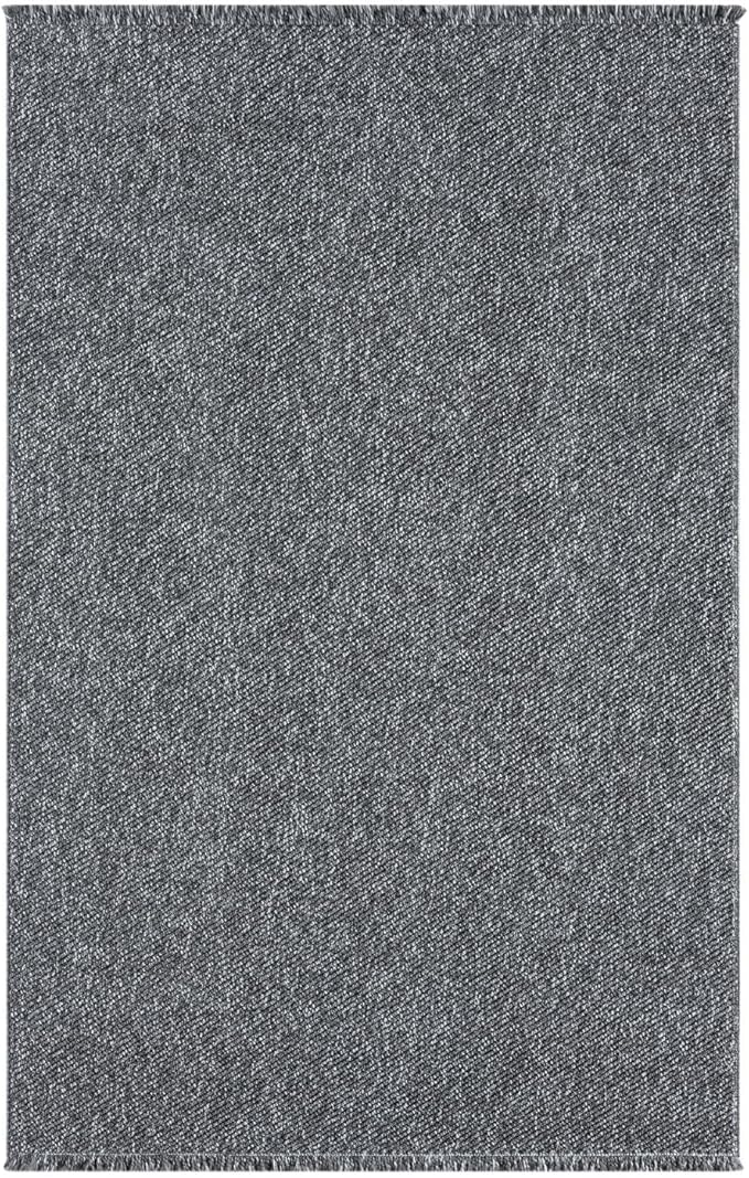 LUXE WEAVERS Solid Machine Woven Smoke 5x7 Area Rug, Indoor Stain-Resistant Carpet