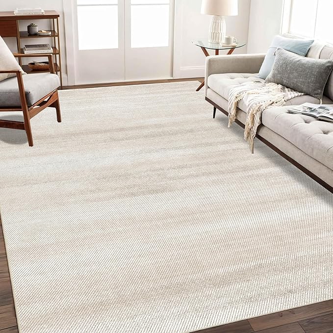 Enkor Area Rugs 5x7 Washable Non Slip Abstract Soft Rugs for Living Room Bedroom, Modern Mat for Kitchen Entryway Beige & White
