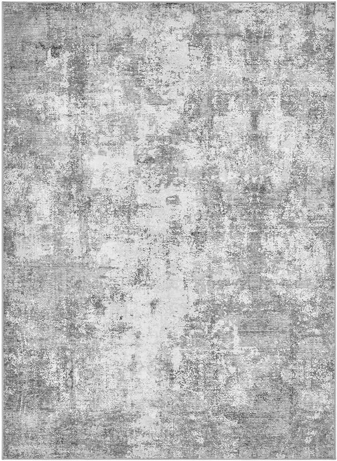 Washable 6X9 Area Rug: Modern Abstract Soft Non-Slip Indoor Rugs Home Decor - Low Pile Stain Resistant Carpet for Living Room Bedroom Dining Room Playroom Office(Grey,6'X9')