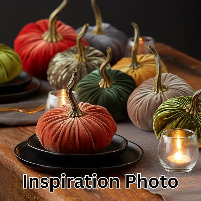 Set of 3 small Velvet Pumpkin, autumn decor, Halloween indoor decor, fall cozy vibe, gift set, bowl filler centerpiece, gift set for hostess, pumpkin spice (Sm Harvest Bronze Rust)