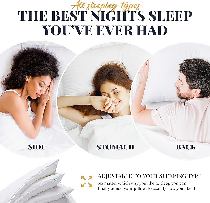 EverSnug Adjustable Layer Luxury Set of 2 Pillows for Side, Front & Back Sleepers, Cooling Hotel Pillows with 3 Layers, Down Alternative Pillow for Sleeping, Neck & Back Support (Standard)