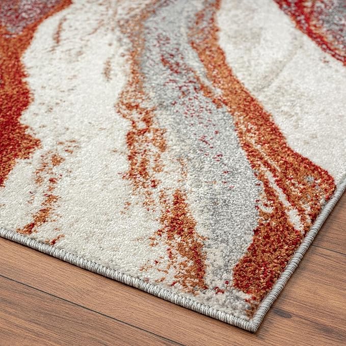 LUXE WEAVERS Lagos Collection 7983 Red 2x7 Art Deco Geometric Area Rug