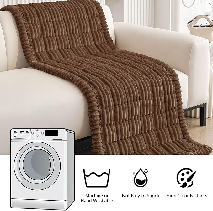 Smiry Couch Cover for Dogs Washable, Non Slip Fuzzy Pet Couch Covers for 3 Cushion Sofa Pet Friendly, Thick Soft Sofa Slipcovers Cushion Protector (Brown, 27.6" x 70.9")