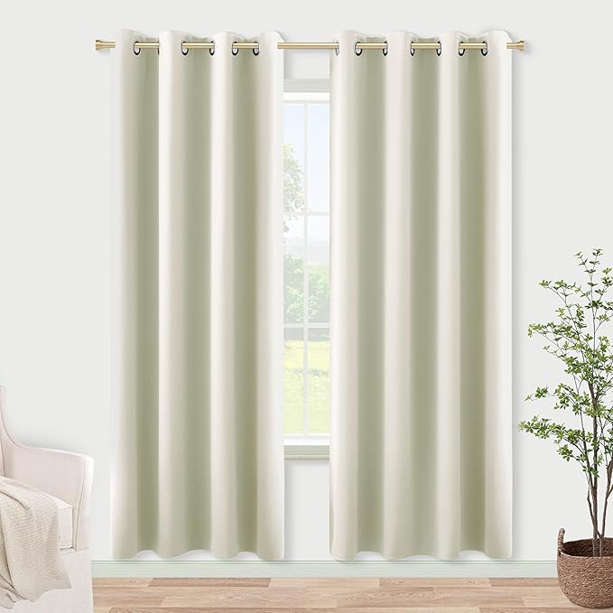 KOUFALL Door Curtain for Doorway,Thermal Insulated 78 Inch Long Cream Beige Privacy Curtain for RV Dorm