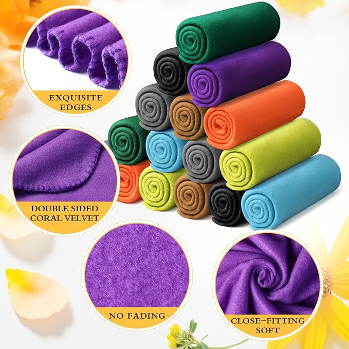 Kinlop Fleece Blanket Bulk 60 x 50 Inch Soft Lightweight Fleece Cozy Blanket Warm Throw Plush Pet Throw for Bed Couch Sofa Home Office Wedding Gifts Travel Camping(Fresh Color,40 Packs)