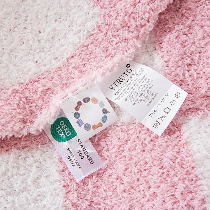 YIRUIO Throw Blanket Checkered Chessboard Fluffy Fuzzy Warmer Comfort Reversible Super Soft Cozy for Home Decor Bed Couch Sofa Living Room (Pink, 60''x80'')