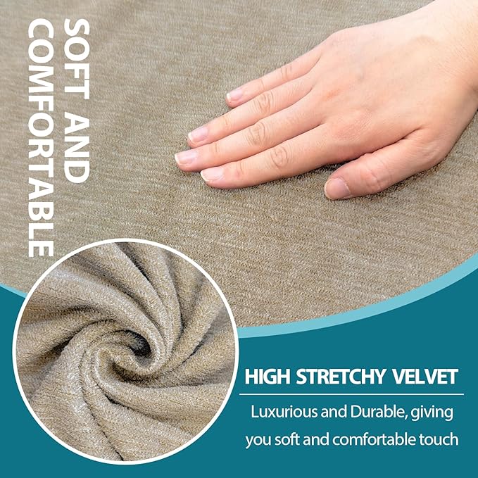 4 Piece T Cushion Sofa Slipcovers Stretch Couch Cover Furniture Covers with 3 Individual T Cushion Covers, Machine Washable for Living Room (Island Fossi, 3 Cushions)