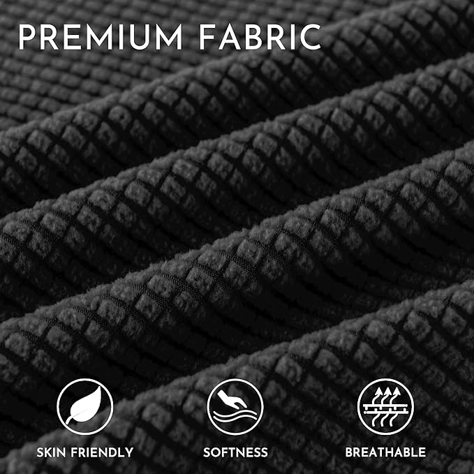 SUBRTEX Stretch Armchair Sofa Slipcover 2 Piece Sofa Cover 1 Seater Soft Couch Slipcover Washable Furniture Covers, Jacquard Fabric Armchair Checks(Black,Armchair)