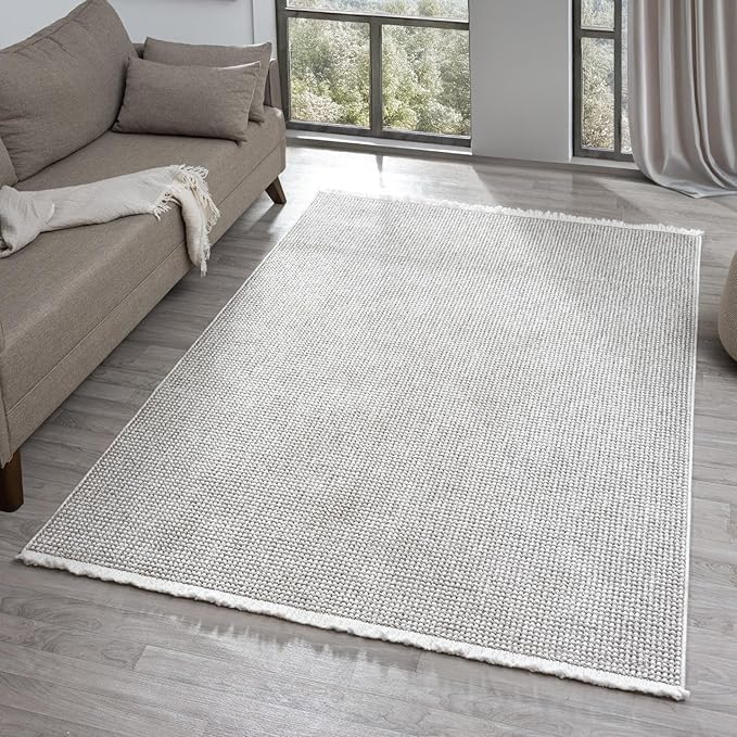 LUXE WEAVERS Solid Machine Woven Stone 6x9 Area Rug, Indoor Stain-Resistant Carpet