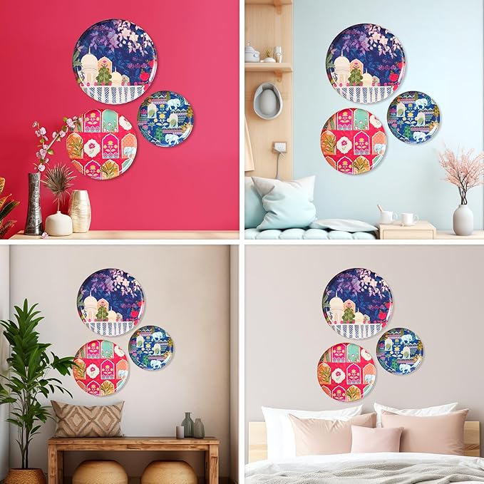 RITUALISTIC Vintage Wall Plates & Paintings | Perfect Home Decor and Wall Decor Items for Your Hall and Living Room | Set of 3 |Christmas Gift items