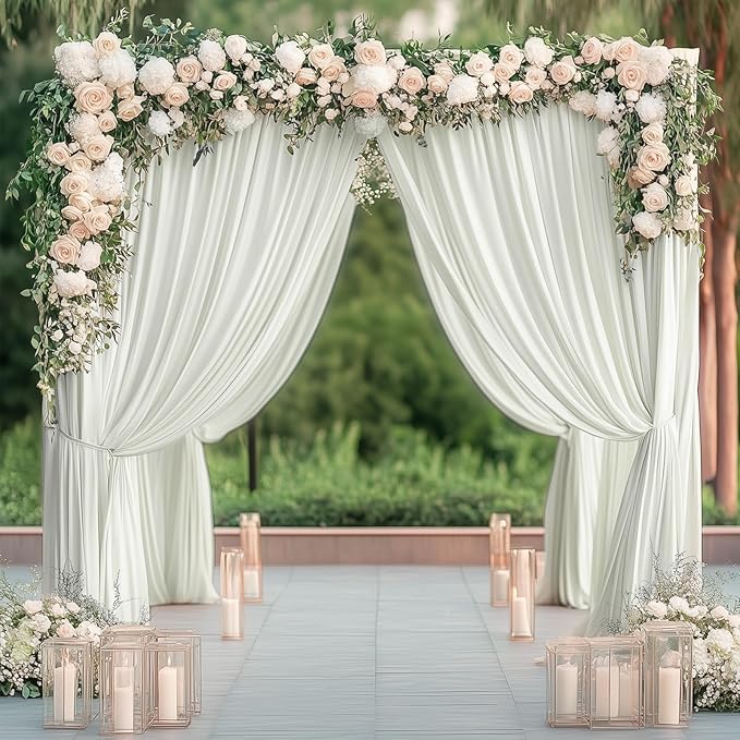 20ft x 10ft Wrinkle Free Ivory Backdrop Curtains for Parties, 4 Panels 5x10ft Photo Backdrop Drapes for Wedding Party Birthday Photography Baby Shower Background Backdrop Home Decor