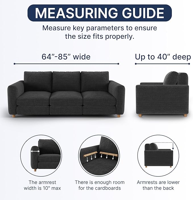 PAULATO BY GA.I.CO. Sofa Slipcover - Stretch Couch Cover - Stylish Cushion Sofa Cover - Soft Fabric Slip Cover - 1-Piece Form Fit Washable Protector for Pet - Mille Righe Collection - Platinum