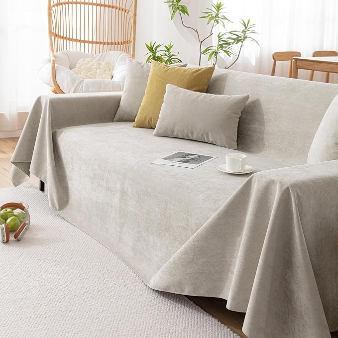 VClife Anti Cat Scratch Sofa Cover, 100% Waterproof Couch Cover for Pets Khaki Sofa Cover for Sectional Sofa, Anti Slip Couch Protector Washable Throw Couch Cover for 3 Cushion Couch Sofa, 71"X134"