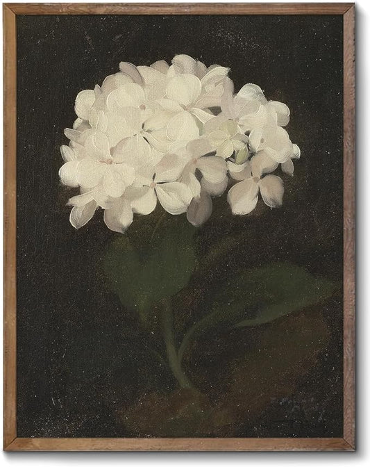 XOCUUI Unframed Wall Art for Living Room Decoration Canvas Room Decor White Hydrangea Oil Painting Canvas Prints Bedroom Bathroom Wall Art Kitchen Office Wall Decor 8x10in