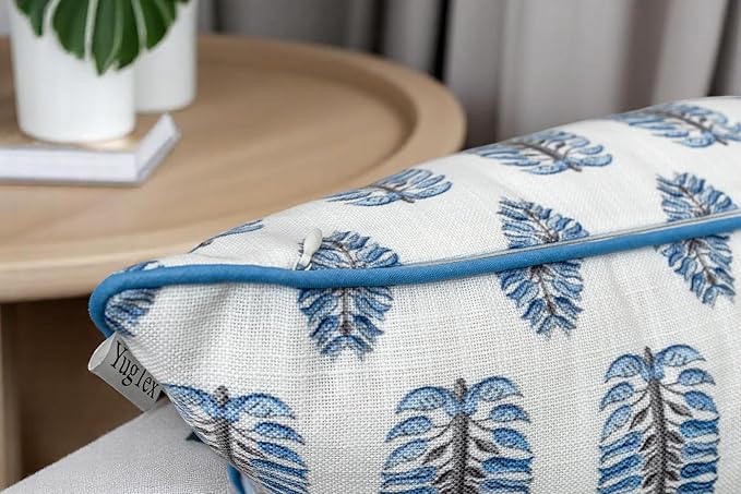 Thorpe Printed Decorative Square Accent Throw Pillow Cover - Decor for Living Room, Sofa, Chair, Patio, Car, Balcony, Bench, Porch, Nursery, Office, Bedroom - 20x20 Inches, Blue