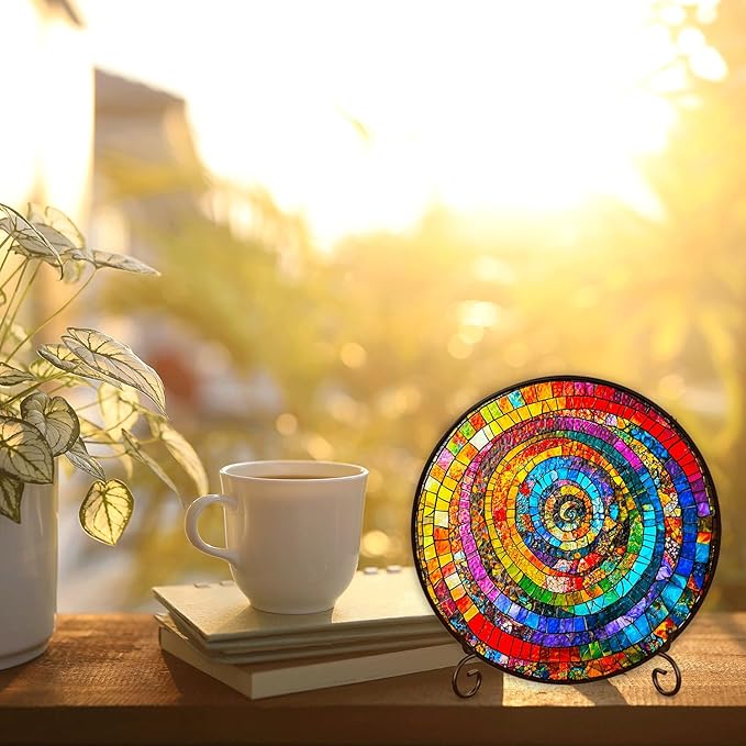 Seashell Window Wall Decor, Rainbow Suncatcher, House Warming Gifts New Home, Suncatchers for Windows Hanging, Sun Catchers Indoor Window Wall Decor Dorm, Geometric Stained Glass