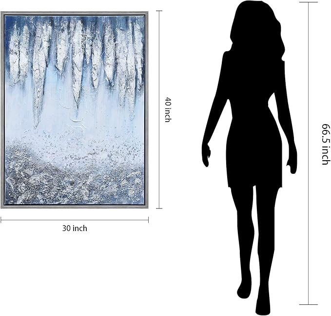 Empire Art Direct Abstract Wall Art Textured Hand Painted Canvas by Martin Edwards, Champagne Frame, 40" x 30", Icicles