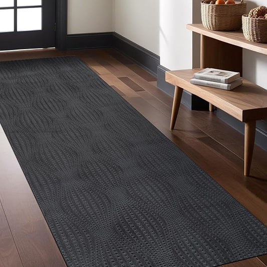 Modern Dark Gray Non Slip Runner Rug 2x7 Non Skid Soft Rubber Back Hallway Rugs Kitchen Bedroom and Laundry Room Runners Easy Cleaning Stain Resistant Non Shedding Carpet 2 x 7