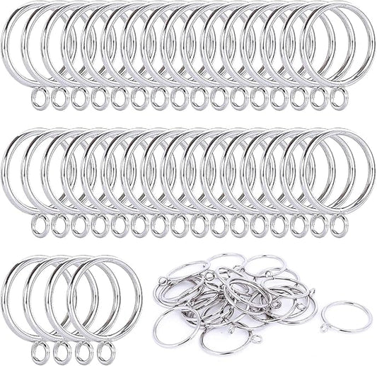 42 PCS Curtain Rings, 1.5 Inch Metal Curtain Drape Sliding Eyelet Rings-Hanging Rings for Curtains and Rods, Fits Up to 1 1/4-Inch Rod, Silver(Clips Not Included)