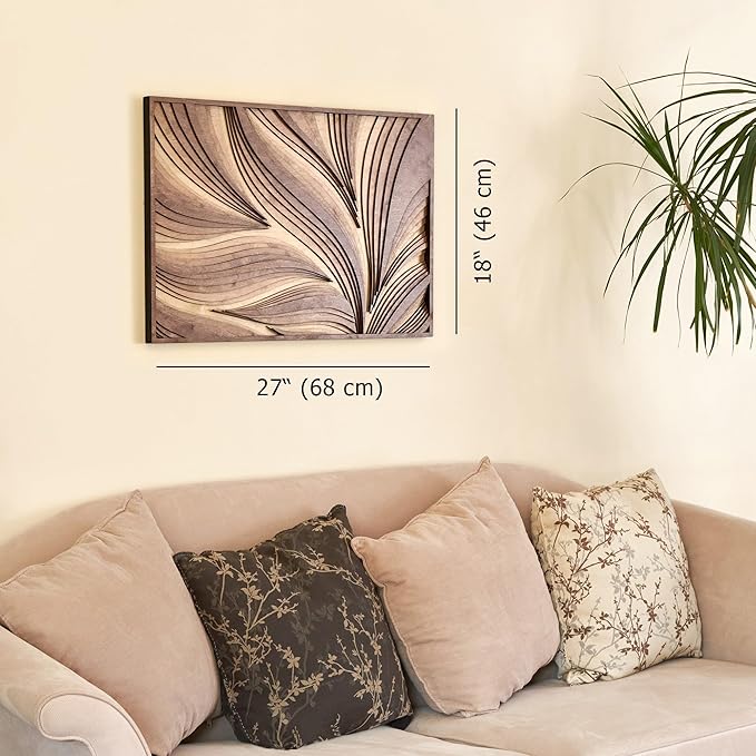 NEODECO Parametric Wood Wall Art, 3D Acoustic Wall Panel of Parametric Cut & Stained Birch Plywood Layers, Geometric Wall Hanging, Abstract Wood Wall Decor (Medium)