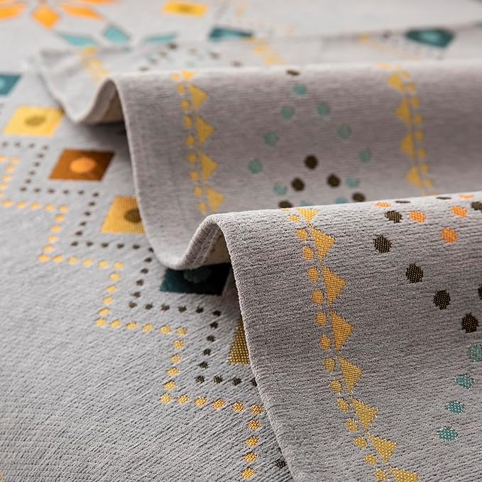 Boho Chenille Couch Covers,Geometric Couch Covers for Sofa,Chenille Couch Cover Non Slip,Sectional l Shaped Sofa Furniture Protector Cover for Home Decor,Gray_2 Seat 28x59in/70x150cm