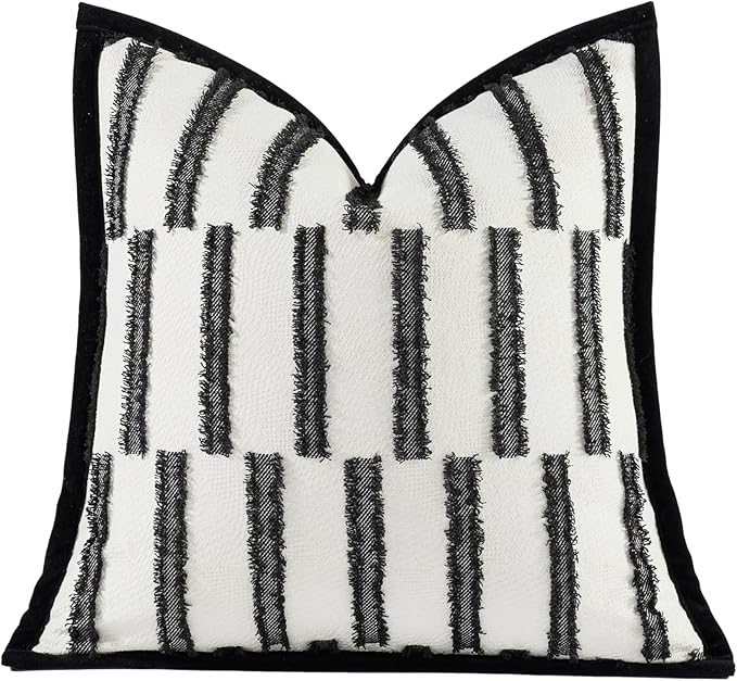 New 20x20'' inches Throw Pillow Cushion Covers - White Plain Color Cocostyle Chenille Jacquard Embroidery Vogue Luxury Modern Style Couch Sofa Bed Pillow Cover for Living Room Bedroom